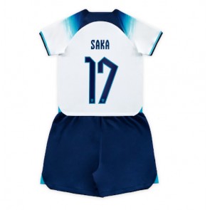 England Bukayo Saka #17 kläder Barn VM 2022 Hemmatröja Kortärmad (+ korta byxor)